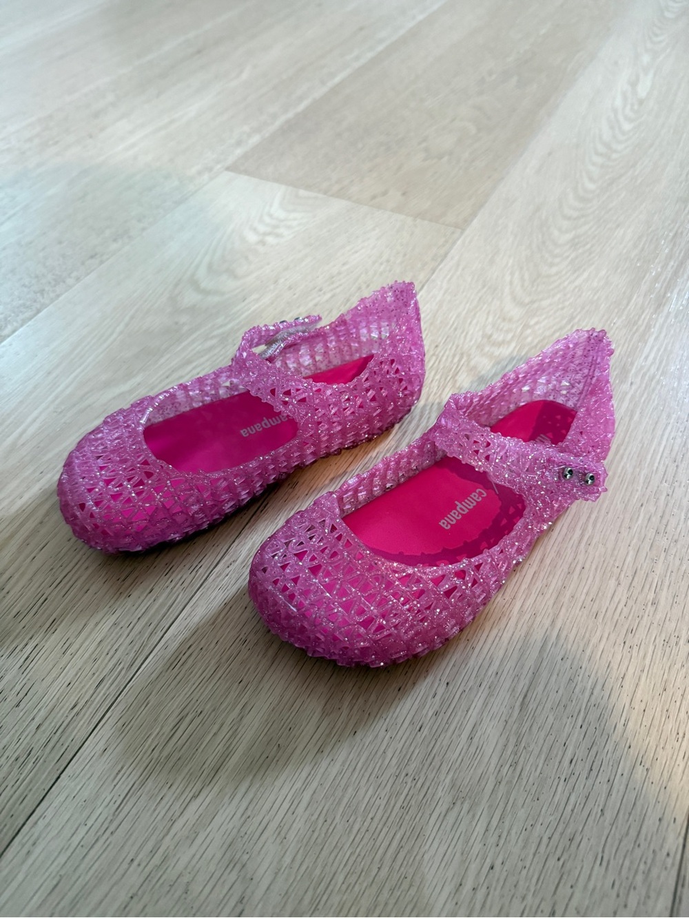 Mini Melissa Pink Glitter Jelly Mary Jane Shoes for Kids